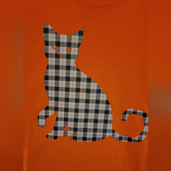 La Ti Da Handmade Creations Tee XL Plaid Cat - Picture 2 of 2